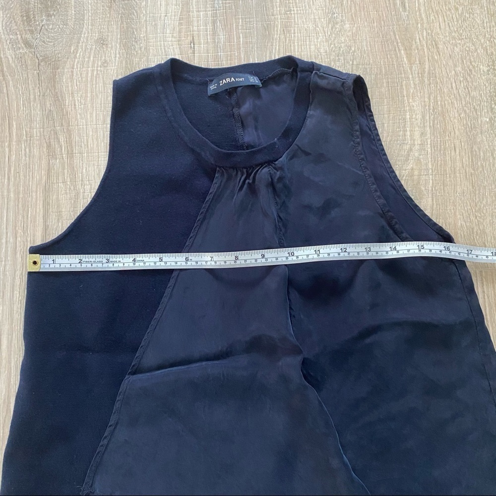 ⭐️3/$25 Zara Navy Asymmetric Knit Sleeveless Tank Sz S - Picture 5 of 8